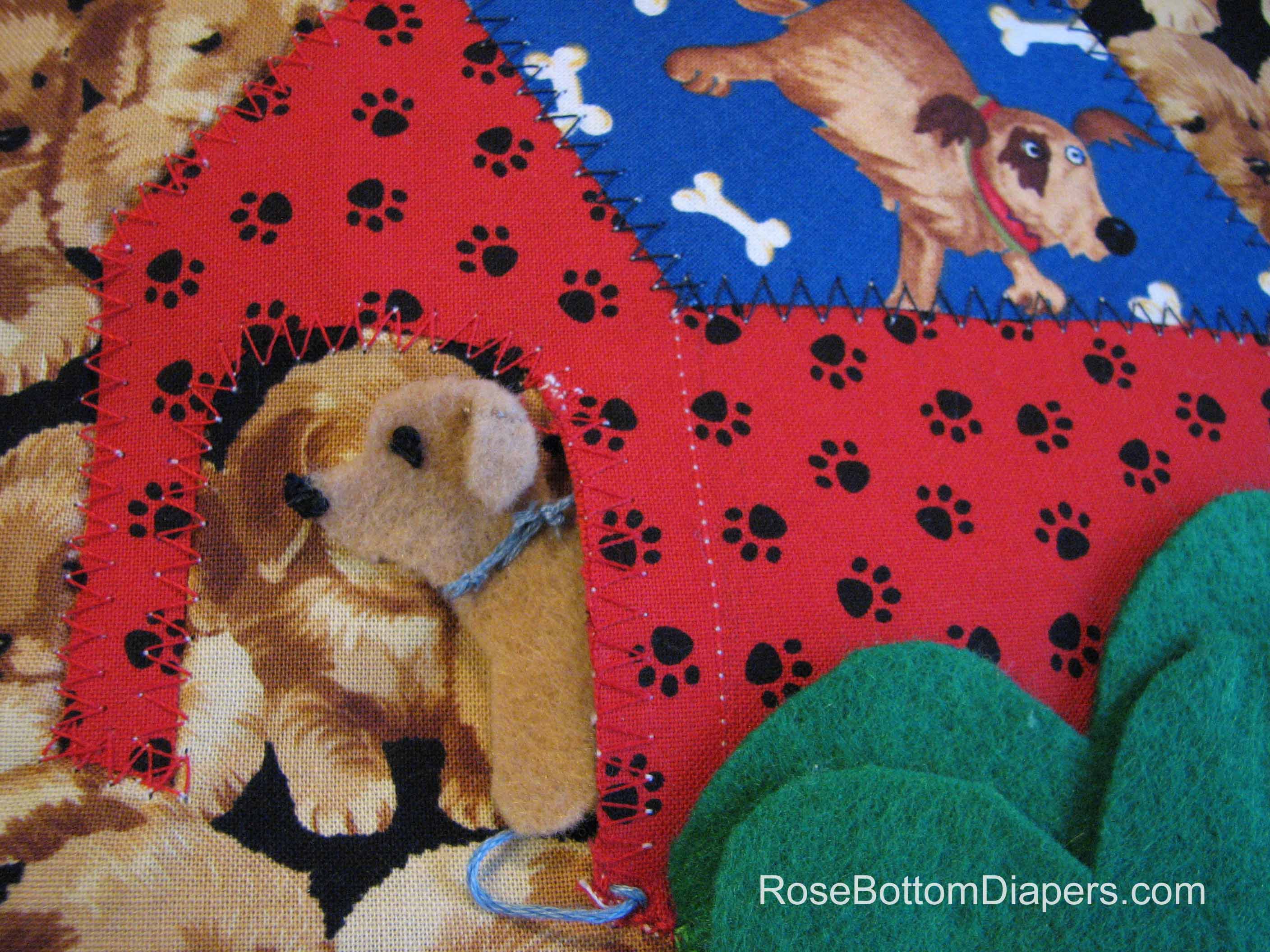 Peekaboo Puppy quiet book page.  Busy book ideas from RoseBottomDiapers.com