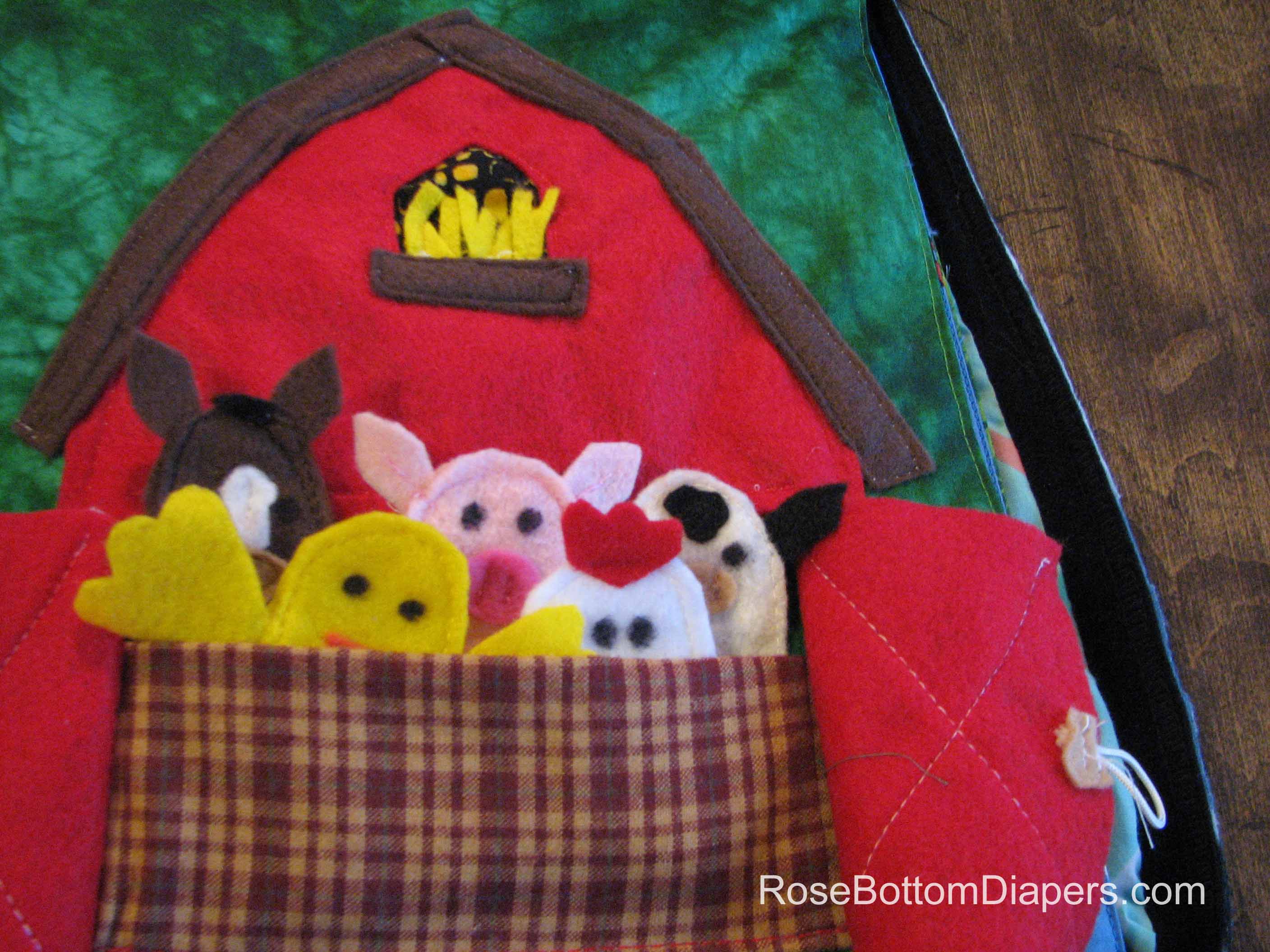 Farm Friends Finger Puppets quiet book page.   Busy book ideas at RoseBottomDiapers.com