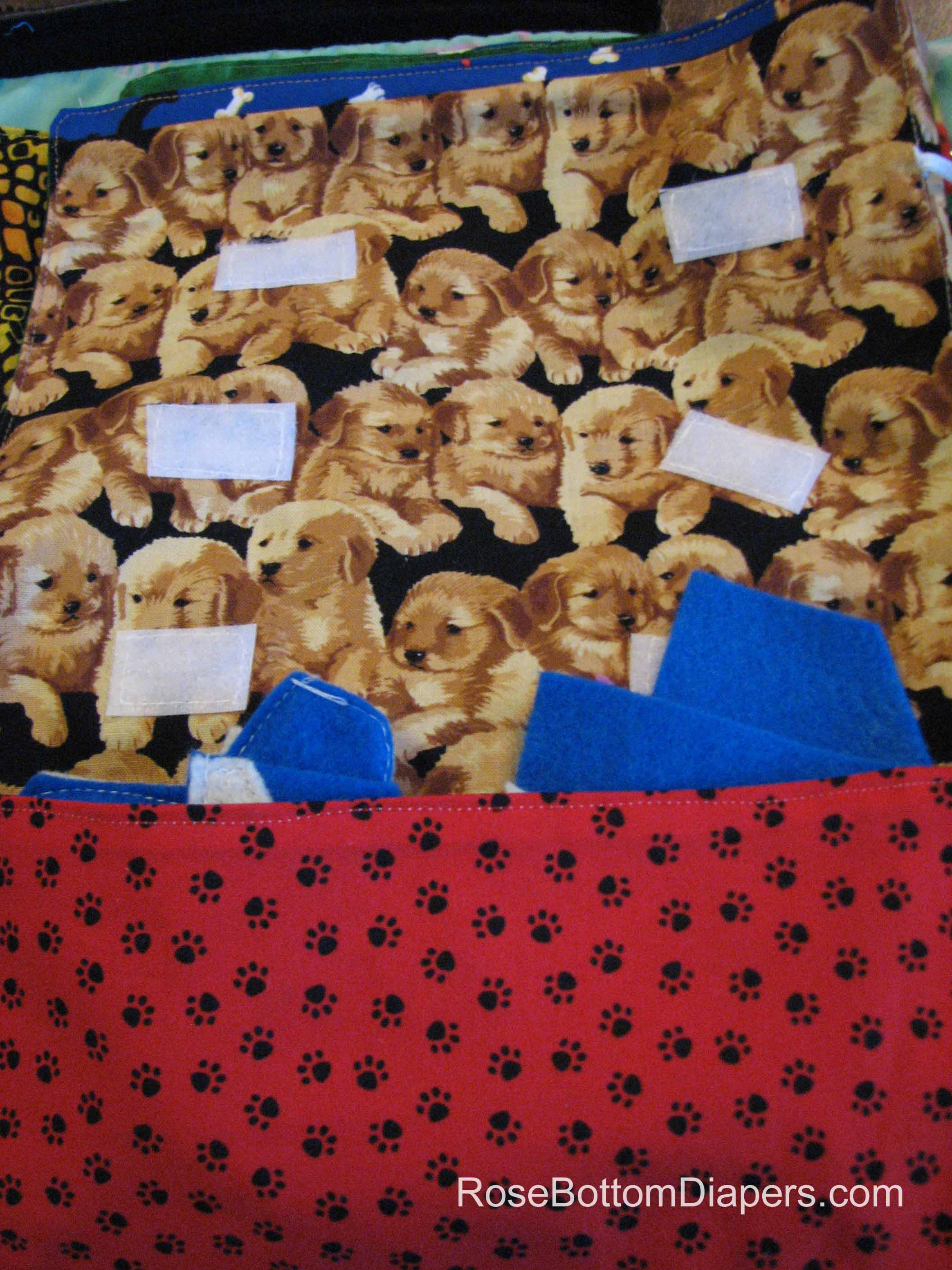 Felt Dog Puzzle quiet book page.  Busy book ideas at RoseBottomDiapers.com